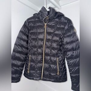 Michael Kors Quilted Jacket in Black with Gold Details